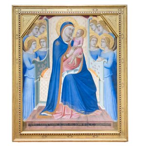 Madonna og Child troner med åtte engler av Pietro Lorenzetti