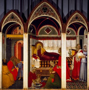 Triptyk om Jomfruens fødsel av Pietro Lorenzetti
