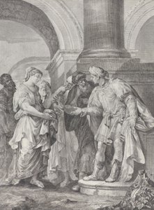 Daniel krangler med de eldste mens Susanna står til venstre, 1732-50. av Pietro Monaco