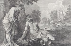 Job irettesatt av sin kone, 1730-39.