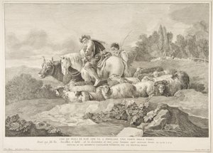 En av sønnene til Noah som går for å befolke en del av jorden Uno de figli di Noè c..., 1743-63.