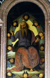Gud Faderens velsignelse, detalj fra Polyptych of the Certosa of Pavia av Pietro Perugino