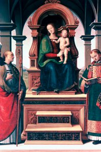 Madonna og barn med hellige, c1470-1523 av Pietro Perugino