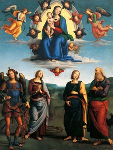 Madonna in Glory, ca 1500-1501, av Pietro Perugino (ca 1450-1523), olje på tre, 330x265 cm. av Pietro Perugino