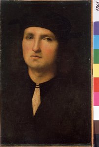 Portrett av en ung mann (Portrett av en ung mann). Maleri av Pietro di Cristoforo Vannucci dit Pietro Perugino (Le Perugin av Pietro Perugino