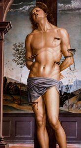 Den hellige Sebastian etter 1490. Olje på panel. av Pietro Perugino
