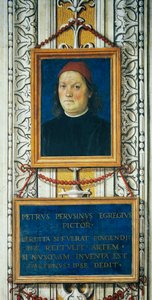 Selvportrett og tittelblokk av Pietro Perugino