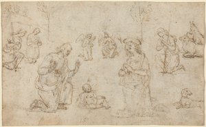 Gjeternes tilbedelse, ca. 1517 (penn- og blekktegning) av Pietro Perugino
