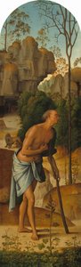 Korsfestelsen med jomfruen, den hellige Johannes, den hellige Hieronymus og den hellige Maria Magdalena [venstre panel] av Pietro Perugino