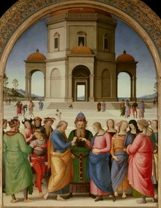 The Marriage of the Virgin Maleri av Pietro Vannucci dit Il Perugino (The Perugin) (1450-1523) 1504 Søn. 2,36x1,86 m - Caen, kunstmuseum - Jomfruens ekteskap - Maleri av Pietro Vannucci, kalt Il Perugino (1450-1523), olje på tre (234 x 18)
