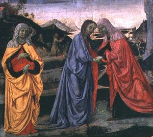 The Visitation (tempera på panel) av Pietro Perugino