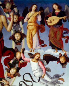 Kristi himmelfart Detalj som representerer musikalske engler. Maleri av Pietro Vannucci dit Il Perugino (The Perugin) (1450-1523) 1496 Lyon, Museum of Fine Arts av Pietro Perugino