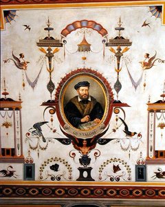 Portrett av Giuntalodi, detalj fra taket på Sala del Sindaco av Pietro Pezzati