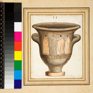 En vase med rød figur (svart kritt, noen med penn og brunt blekk. farget med akvarell) av Pietro Santi Bartoli