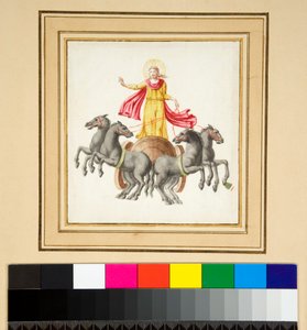 Kopi av en mosaikk i Vigna Moroni (svart kritt, noen med penn og brunt blekk. farget med akvarell) av Pietro Santi Bartoli