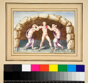 Hylas og nymfene (svart kritt, noen med penn og brunt blekk. farget med akvarell) av Pietro Santi Bartoli