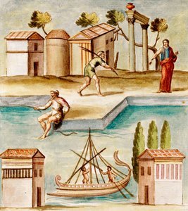 MS Gen 1496 Harbour Scene, 1674 av Pietro Santi Bartoli