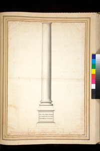 Søylen til Antoninus Pius vist som restaurert (penn og grå vask)