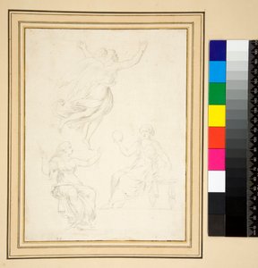 To draperte kvinnefigurer sittende (blyant) av Pietro Santi Bartoli