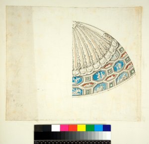 Vaulting av Villa Madama (svart kritt, noen med penn og brunt blekk. farget med akvarell) av Pietro Santi Bartoli