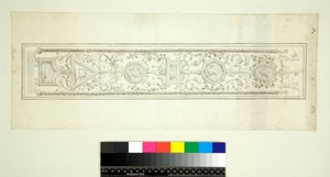 Vaulting av Villa Madama (svart kritt, noen med penn og brunt blekk. farget med akvarell) av Pietro Santi Bartoli