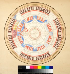 Volta di Giove i Domus Aurea (svart kritt, noen med penn og brunt blekk. farget med akvarell) av Pietro Santi Bartoli