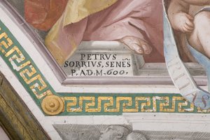 Kunstnerens signatur, The Coronation of the Virgin Mary (fresco) (detalj av 3496331) av Pietro Sorri