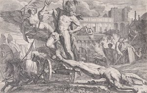 Akilles drar liket av Hector rundt murene til Troja, 1648-50.
