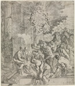 Tilbedelse av vismennene, 1636-1638. av Pietro Testa