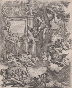En allegori til ære for ankomsten av kardinal Franciotti som biskop av Lucca, 1637. av Pietro Testa