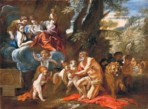 De fire kardinaldydene vises for Saint Hieronymus