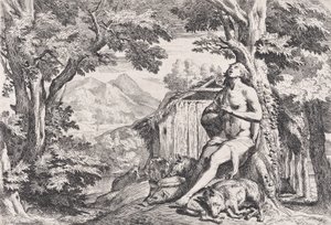 Den fortapte sønnen blant svinene, fra en serie på fire trykk, ca. 1645. av Pietro Testa