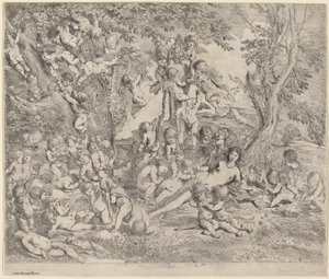 Venus i en hage med amoriner av Pietro Testa