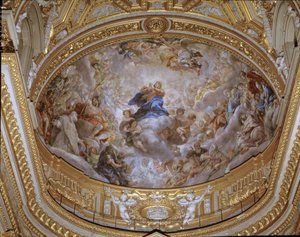 Assumption of the Virgin Fresco av Pietro da Cortona (Peter av Cortona) (1596-1669) 1652 Roma, Santa Maria-kirken i Vallicella Italia av Pietro da Cortona