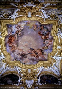 Cosimo I de Medici (Cosimo I de Toscana ledet foran Jupiter av Victory og Heracles) Fresco av Pietro da Cortona (Berrettini) (1596-1669) Firenze, Palazzo Pitti, Sala di Apollo av Pietro da Cortona