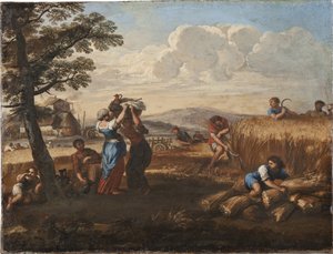 Landskap med høstingsscene - Landskap med høsting, av Cortona, Pietro da (1596-1669) (Pierre de Cortona). Olje på lerret. Størrelse: 50x65cm. Nationalmuseum Stockholm av Pietro da Cortona