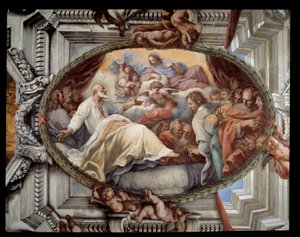 Gjenoppretting av St. Filip etter åpenbaring av den jomfruelige fresken av følget av Pietro da Cortona (Peter av Cortona) (1596-1669) 1652 Roma, rødt rom Santa Maria-kirken i Vallicella Italia av Pietro da Cortona