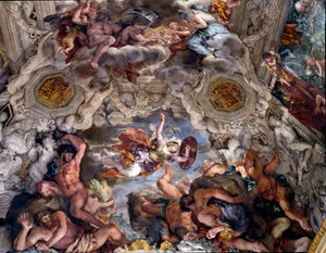 The Triumph of Divine Providence Detalj av maleriet av Stone of Cortona (Pietro Berrettini dit Pietro da Cortona