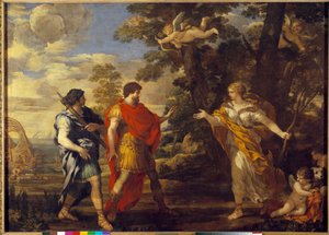 Venus som jeger dukker opp i Enee Painting av Pierre de Cortona (Pietro Berrettini dit Pietro da Cortona (1596-1669). 1600-tallet søn. 1,27x1,76 m. av Pietro da Cortona