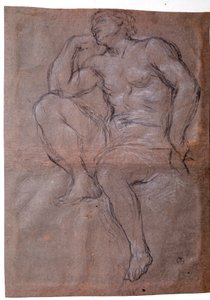 Ung mann, studie - Tegning av Pietro da Cortona