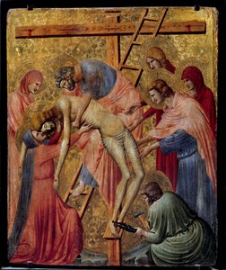 Pieta. "" Korsets avsetning eller nedstigning"" Altertavle av Pietro da Rimini (1. halvdel av 1300-tallet) Søn. 0,43x0,35 m.