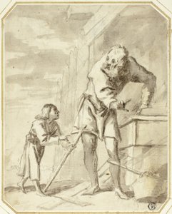 Saint Joseph med Jesusbarnet i hans snekkerverksted av Pietro della Vecchia