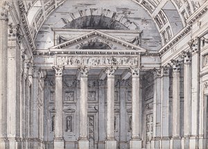 Scenedesign for operaen Belisario av Gaetano Donizetti, 1820-tallet. av Pietro di Gottardo Gonzaga
