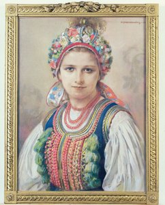 Cracowian Bride, 1917 (pastell på papp) av Piotr Stachiewicz