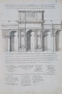 Claudiusbuen i Roma, tegning, fra romerske antikviteter, av Pirro Ligorio (1513-1583)