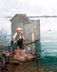 Badehytte med gutt, 1868