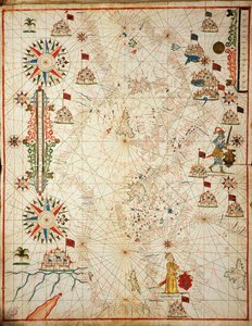 Middelhavet, fra portolan atlas med seks kart, av Placido Caloiro og Francesco Oliva, Parchment. 1646.