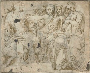 Familie til Darius før Alexander av Polidoro da Caravaggio