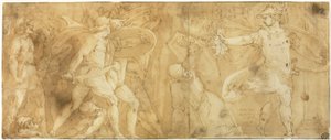 Perseus med hodet av Medusa, gjør Phineus og hans tilhengere til stein