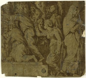Historien om Niobe: Tilbedere; Latona av Polidoro da Caravaggio